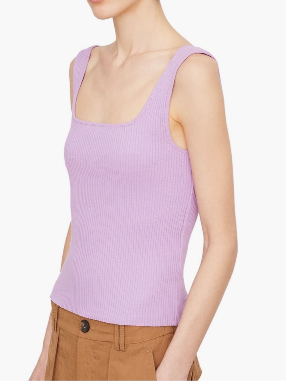 Vince Lavender purple Cotton Ribbed Tank Top Square Neck Size XS - Picture 3 of 6